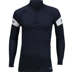 Swix RaceX Warm Bodywear Half Zip Top Base Layer Merino Wool Navy Blue Large